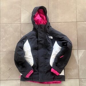 The North Face Kids Black and White Lined Coat with Pink Lining